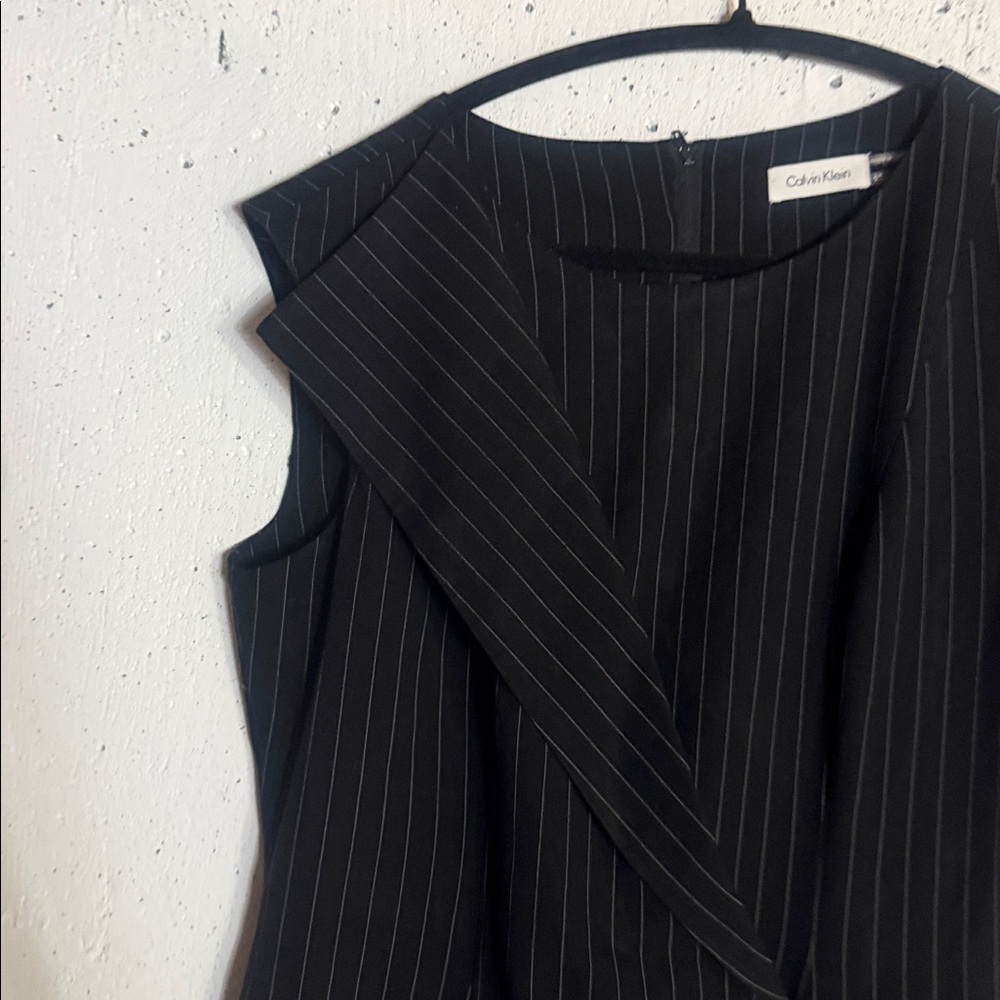 Calvin Klein Black Pinstripe Sheath Dress, 12, fits 10 - Picture 8 of 12